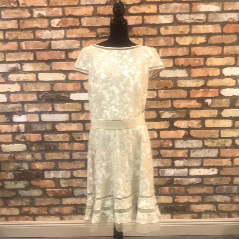 Tadashi Shoji Beige Lace Dress - Size 14